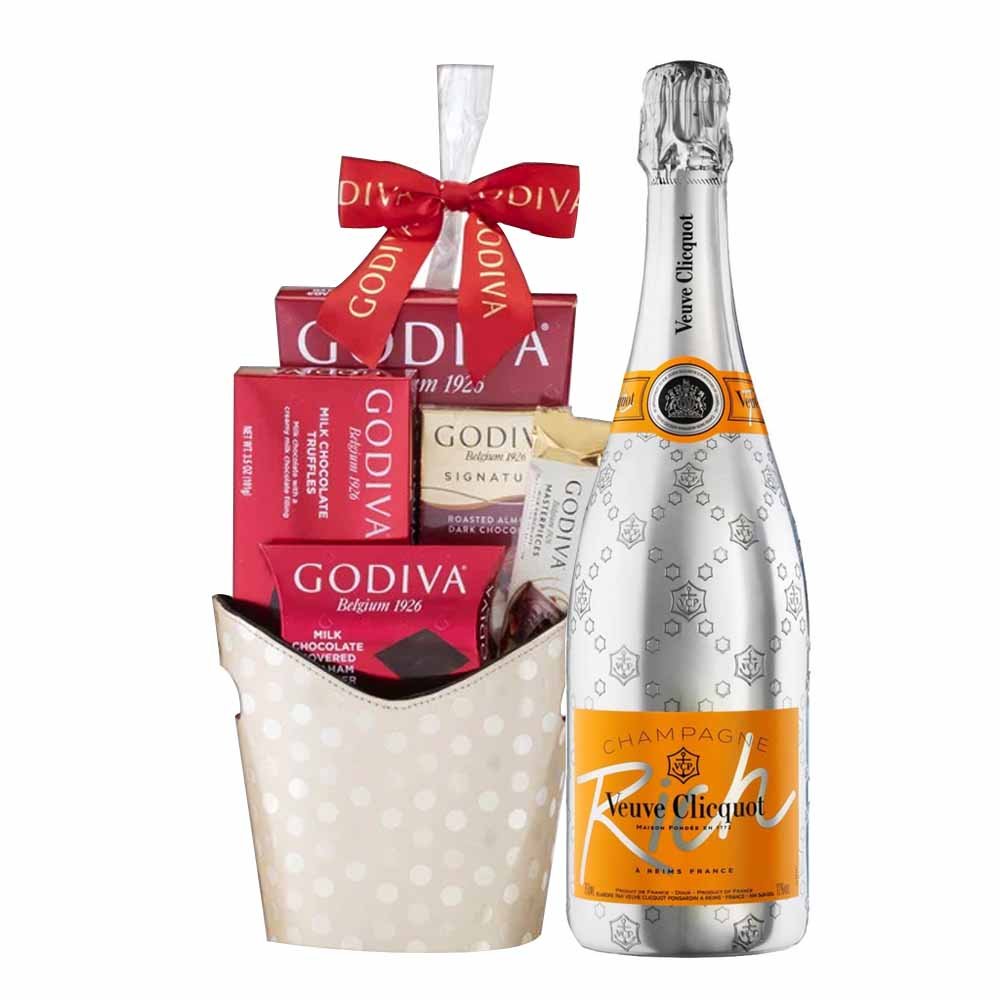 Veuve Clicquot Brut Champagne with Godiva 26pc Gift Box