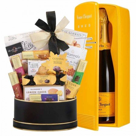 Veuve Clicquot Smeg And Godiva Black & Gold Celebration Gift Basket