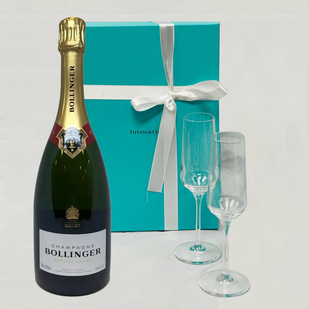 Bollinger Special Cuvee & Tiffany Champagne Flutes Set