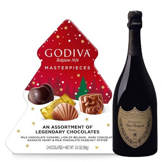 Dom Perignon Champagne and Godiva Chocolate Gift Basket