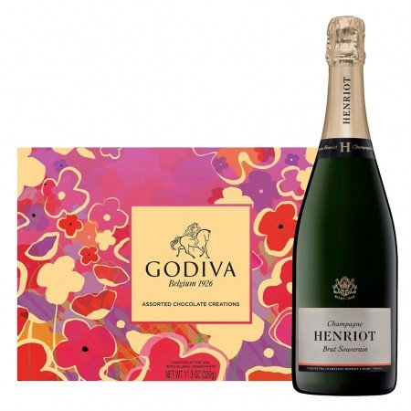 Henriot Brut Souverain with Godiva 26 PC