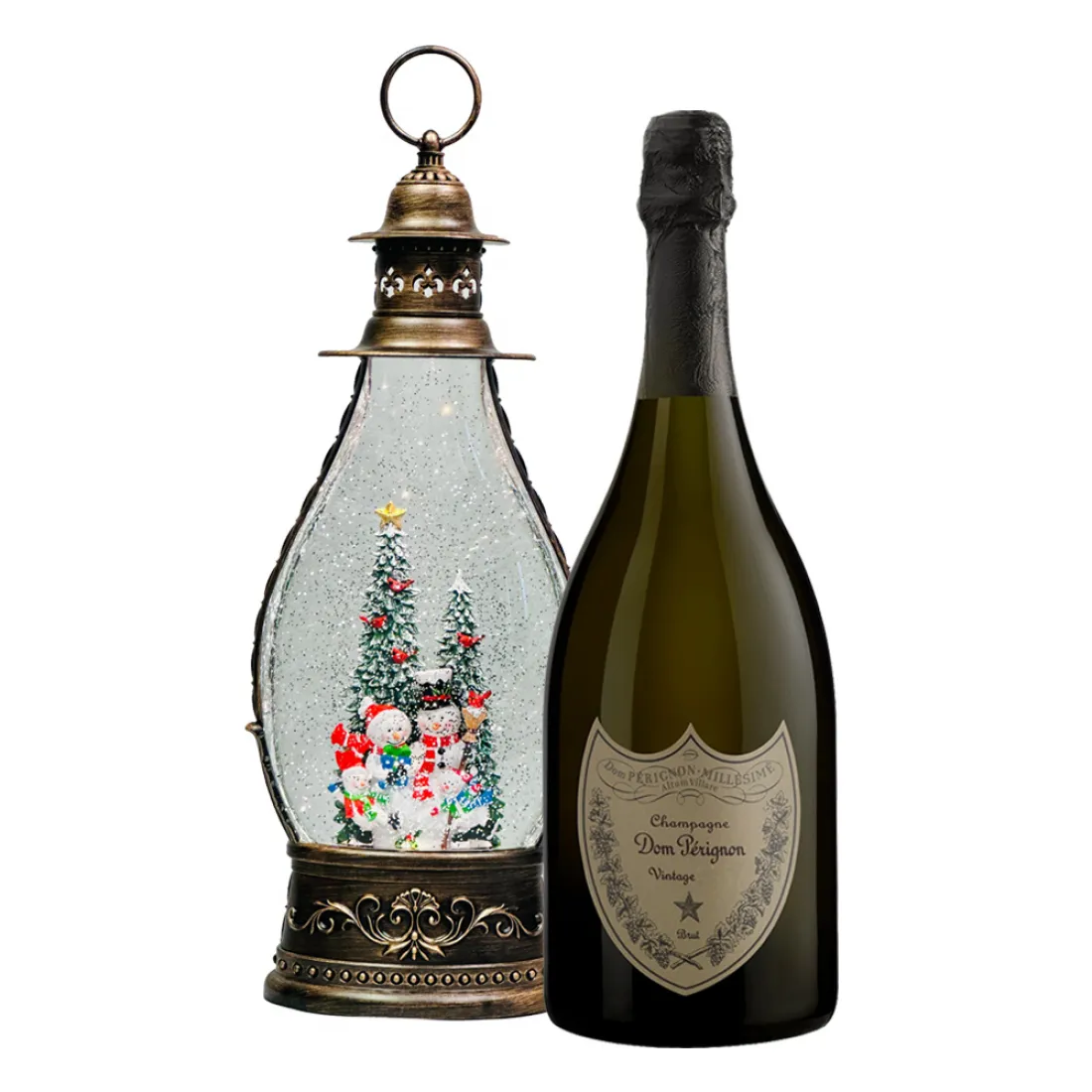 Holiday Lantern Light and Dom Perignon Champagne Gift Set