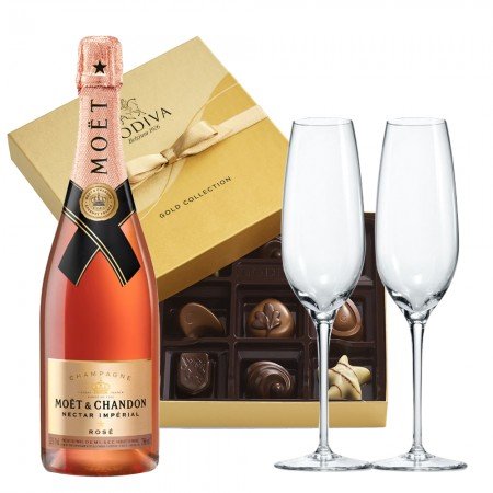 Moet & Chandon Nectar Imperial Rosé, Tiffany & Co. Flute & Godiva Chocolate Gift Set