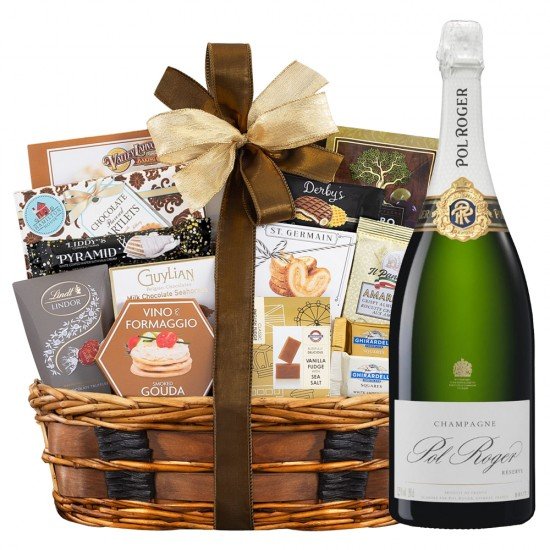 Pol Roger Brut Reserve Champagne And Bon Appetit Gift Basket - Buy Online