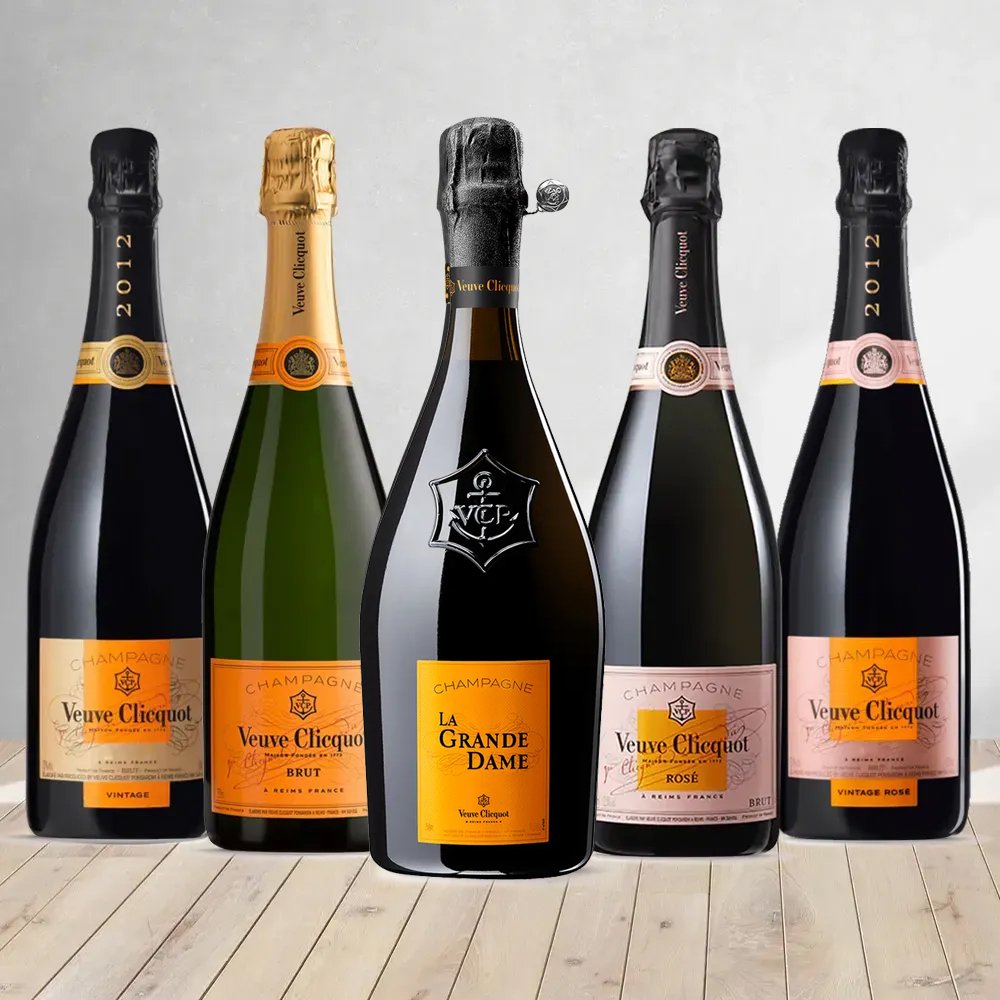 SUPER IDEA REGALO - SET CHAMPAGNE VEUVE CLICQUOT + CALICI IN CRISTALLO -  Set Bottiglia + Calici