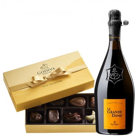 LA Grande Dame Brut Champagne With Godiva 8PC