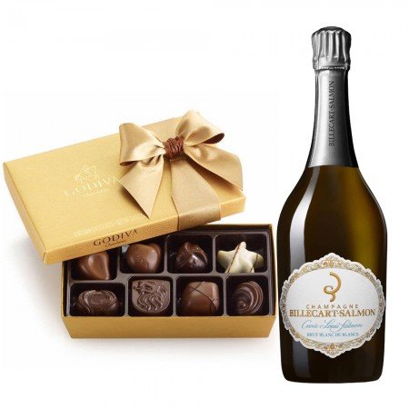 Billecart-Salmon Cuvee Louis Salmon Blanc de Blancs Brut Champagne And Godiva 8 PC