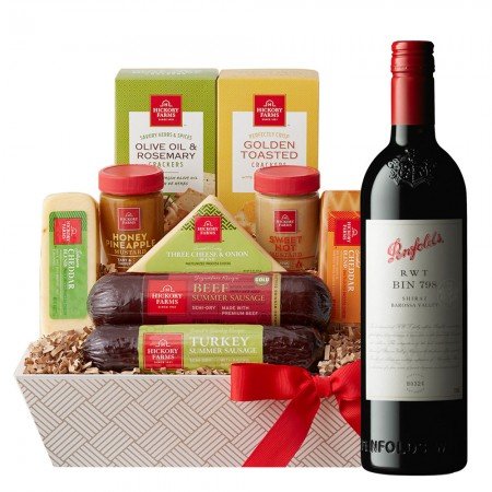 Penfolds RWT Bin 798 Shiraz With Hickory Cheese Gift Basket