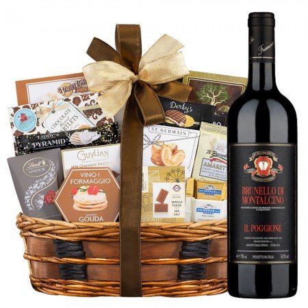 IL Poggione Brunello Di Montalcino 2015 With Bon Appetit Gourment Gift Basket