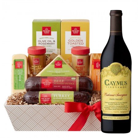 Caymus Cabernet Sauvignon Napa Valley Wine And Hickory Cheese Gift Basket