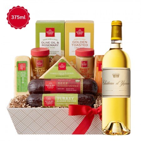 Chateau D'Yquem Sauternes Dessert Wine And Hickory Farms Cheese & Sausage Gift Basket