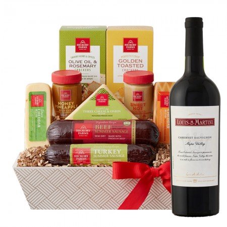 Louis M. Martini Napa Valley Cabernet Sauvignon And Hickory Cheese Gift Basket