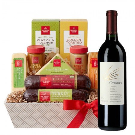 Overture Napa Valley Red Wine With Hickory Cheese Gift Basket