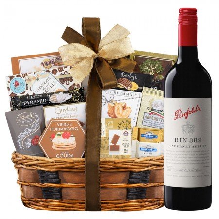 Penfolds Bin 389 Cabernet - Shiraz With Bon Appetit Gourmet Gift Basket 