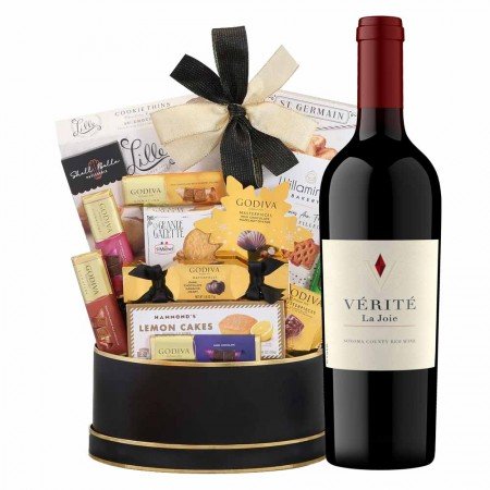 Verite La Joie Red 2018 And Godiva Black & Gold Celebration Gift Basket