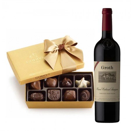 Groth Cabernet Sauvignon Wine and Godiva 8pc Gift Box