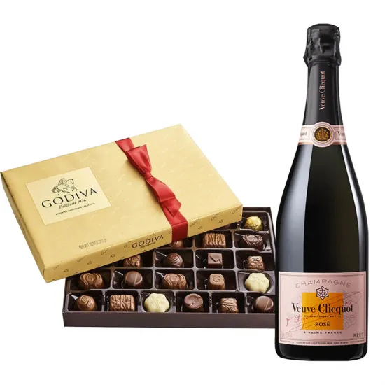 VEUVE CLICQUOT ROSE & GODIVA CHOCOLATES GIFT SET