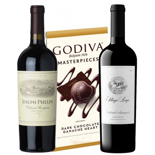 NAPA VALLEY WINES BASKET & GODIVA CHOCOLATES 